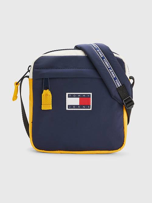 Blue Tommy Hilfiger Repeat Logo Tape Reporter Men\'s Bags | TH376VOC