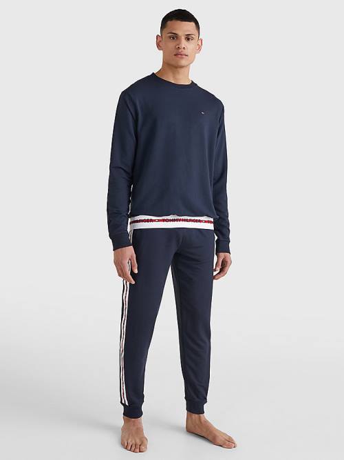 Blue Tommy Hilfiger Repeat Logo Track Sweatshirt Men's Pyjamas | TH865YHV