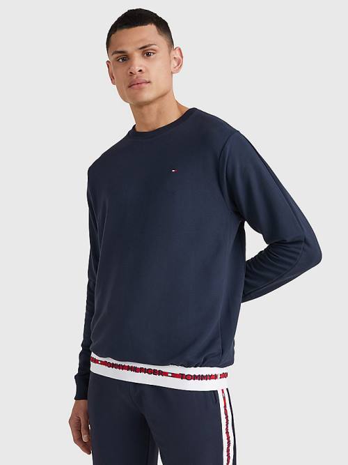 Blue Tommy Hilfiger Repeat Logo Track Sweatshirt Men\'s Pyjamas | TH865YHV