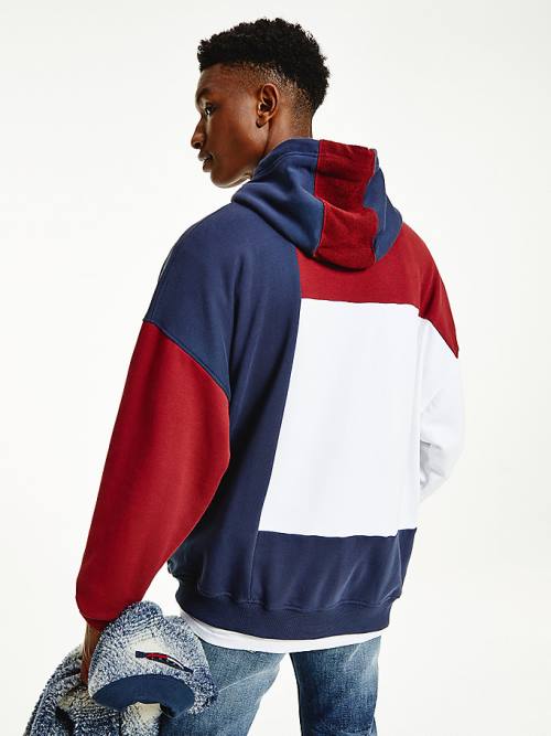 Blue Tommy Hilfiger Reversible Colour-Blocked Men's Hoodie | TH768XRW