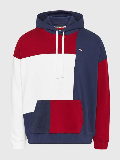 Blue Tommy Hilfiger Reversible Colour-Blocked Men's Hoodie | TH768XRW