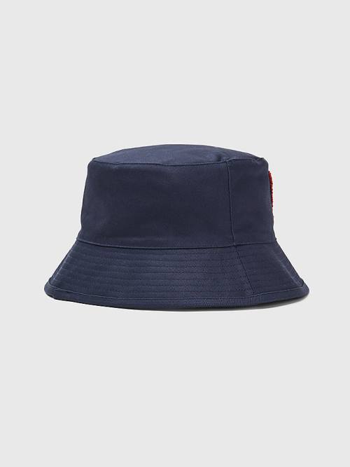 Blue Tommy Hilfiger Reversible Logo Bucket Men's Hats | TH783LRQ