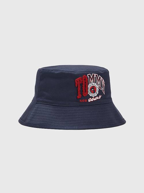 Blue Tommy Hilfiger Reversible Logo Bucket Men\'s Hats | TH783LRQ