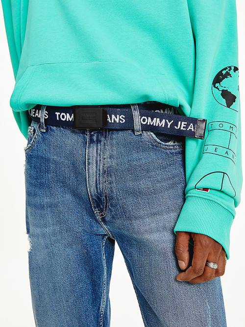 Blue Tommy Hilfiger Reversible Webbing Men's Belts | TH541JKF