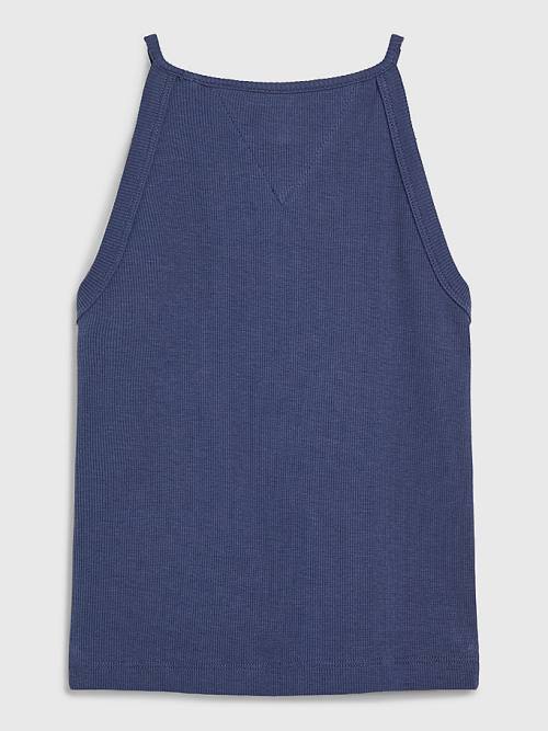 Blue Tommy Hilfiger Rib-Knit Tank Top Girls' T Shirts | TH582YXI