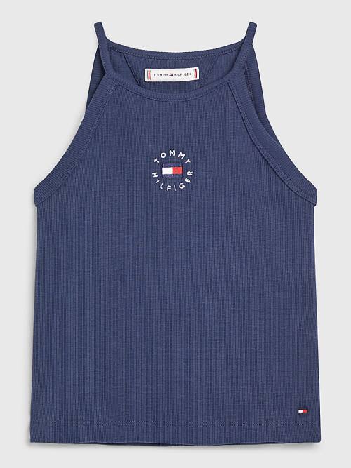 Blue Tommy Hilfiger Rib-Knit Tank Top Girls\' T Shirts | TH582YXI