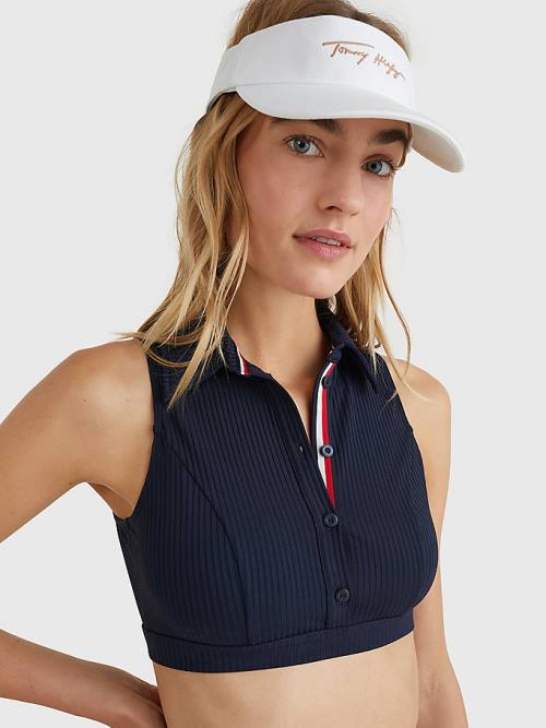 Blue Tommy Hilfiger Ribbed Crop Polo Women's Swimwear | TH625AQV