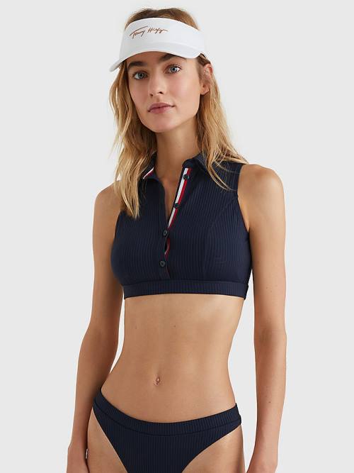 Blue Tommy Hilfiger Ribbed Crop Polo Women\'s Swimwear | TH625AQV