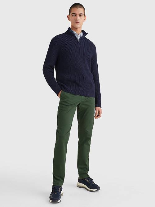 Blue Tommy Hilfiger Ribbed Half-Zip Relaxed Fit Jumper Men's Sweaters | TH602IBH