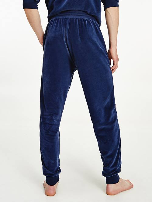 Blue Tommy Hilfiger Ribbed Texture Joggers Men's Pyjamas | TH158NYK