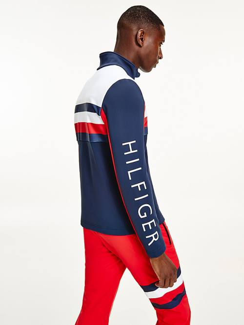 Blue Tommy Hilfiger Rossignol Colour-Blocked Zip-Thru Men's Jackets | TH794YOJ