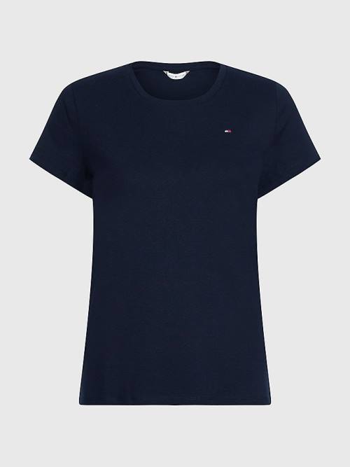 Blue Tommy Hilfiger Round Neck Slim Fit Women's T Shirts | TH028SXP