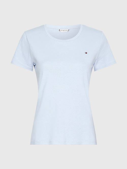 Blue Tommy Hilfiger Round Neck Slim Fit Women's T Shirts | TH516LMX