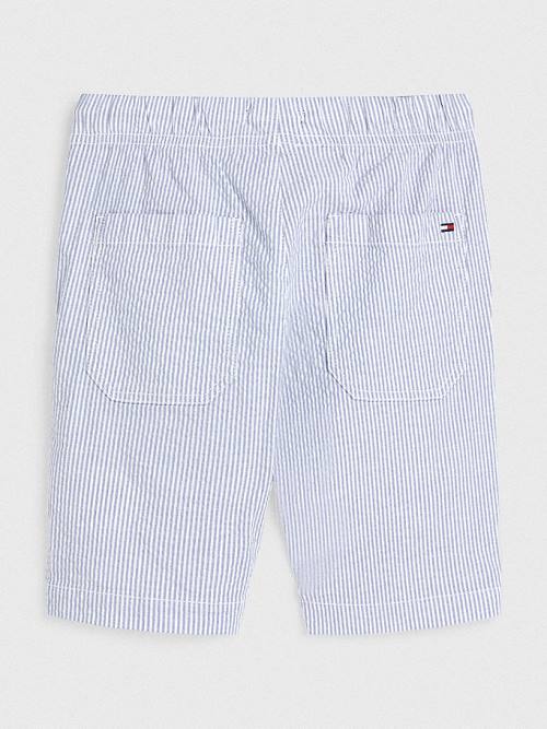 Blue Tommy Hilfiger Seersucker Stripe Pull-On Shorts Boys' Pants | TH708PGQ