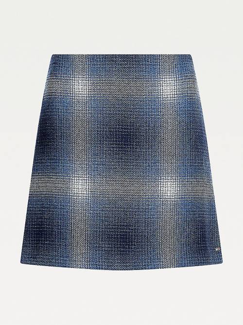 Blue Tommy Hilfiger Shadow Check Mini Women's Skirts | TH803JMC