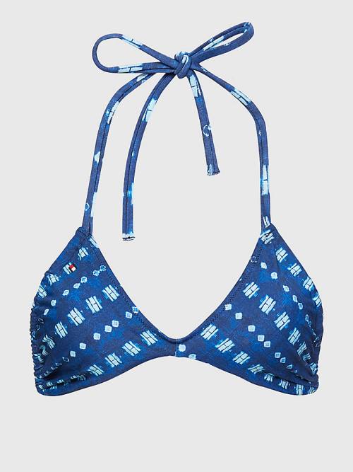 Blue Tommy Hilfiger Shibori Halterneck Triangle Bikini Top Women's Swimwear | TH127GSF