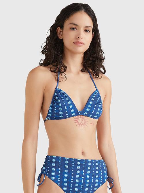 Blue Tommy Hilfiger Shibori Halterneck Triangle Bikini Top Women\'s Swimwear | TH127GSF