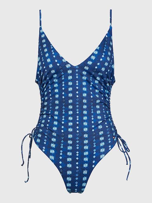 Blue Tommy Hilfiger Shibori Print One Piecesuit Women's Swimwear | TH340OPM