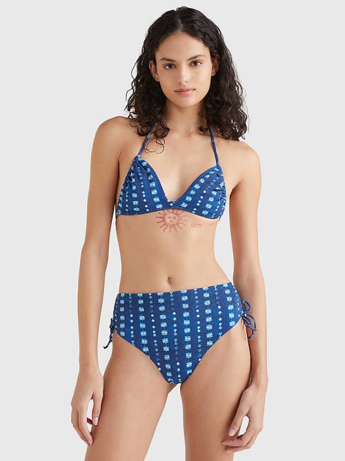 Blue Tommy Hilfiger Shibori Ruched Bikini Bottoms Women's Swimwear | TH608DUO