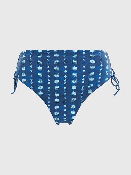 Blue Tommy Hilfiger Shibori Ruched Bikini Bottoms Women's Swimwear | TH608DUO