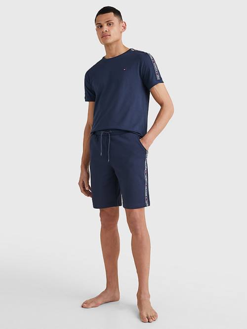 Blue Tommy Hilfiger Side Logo Drawstring Shorts Men's Pyjamas | TH145YAM