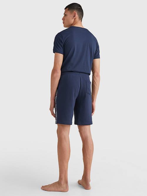 Blue Tommy Hilfiger Side Logo Drawstring Shorts Men's Pyjamas | TH145YAM