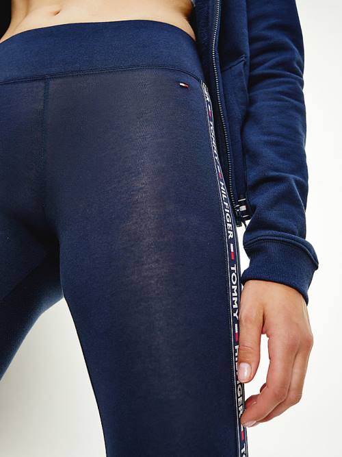 Blue Tommy Hilfiger Side Logo Women's Leggings | TH602TSD