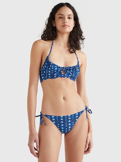 Blue Tommy Hilfiger Side Tie Shibori Bikini Bottoms Women's Swimwear | TH083FXP