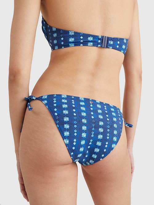 Blue Tommy Hilfiger Side Tie Shibori Bikini Bottoms Women's Swimwear | TH083FXP