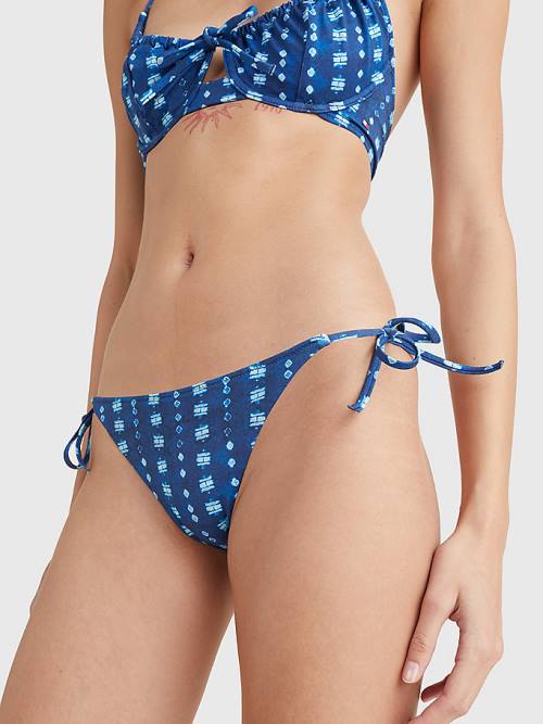 Blue Tommy Hilfiger Side Tie Shibori Bikini Bottoms Women\'s Swimwear | TH083FXP