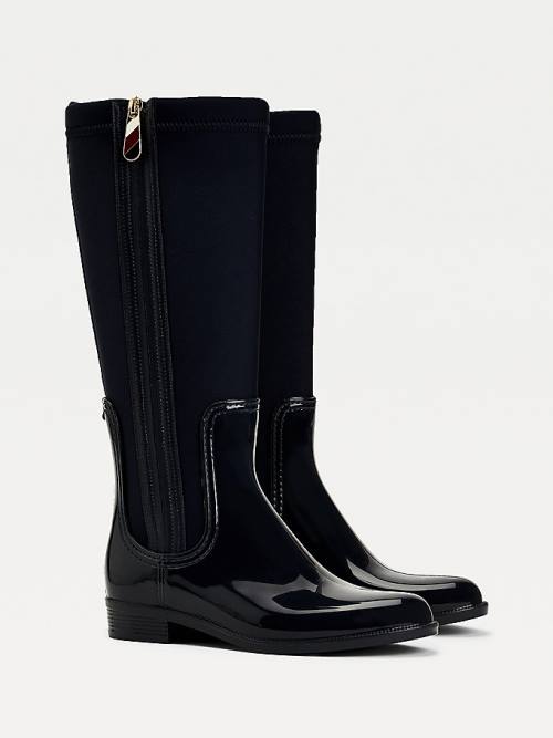 Blue Tommy Hilfiger Signature Contrast Panel Long Rainboots Women\'s Boots | TH984GJK