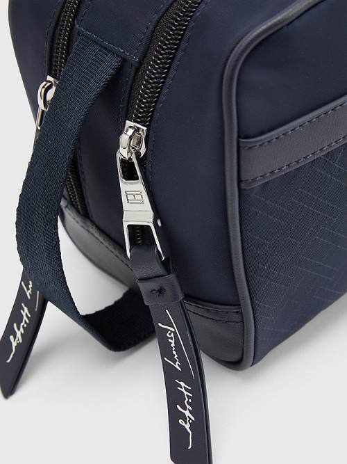 Blue Tommy Hilfiger Signature Double Washbag Men's Bags | TH240ZJC