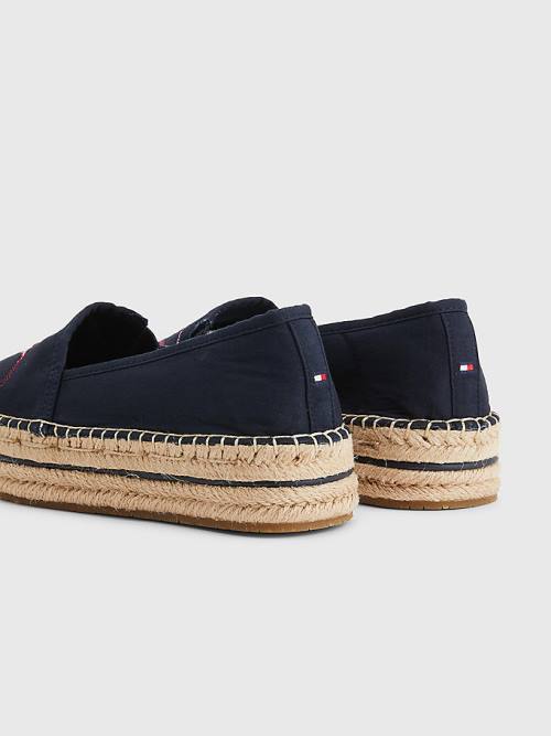 Blue Tommy Hilfiger Signature Logo Espadrilles Women's Loafers | TH420OSA