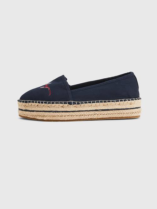 Blue Tommy Hilfiger Signature Logo Espadrilles Women's Loafers | TH420OSA