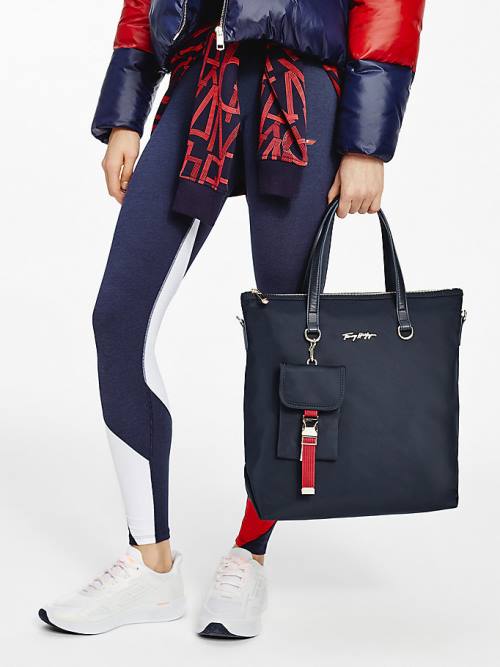 Blue Tommy Hilfiger Signature Logo Tote Women's Bags | TH368OTA