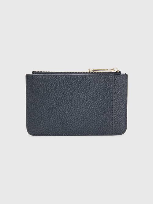 Blue Tommy Hilfiger Signature Monogram Card Holder Women's Wallets | TH917GEN