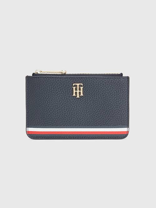 Blue Tommy Hilfiger Signature Monogram Card Holder Women\'s Wallets | TH917GEN