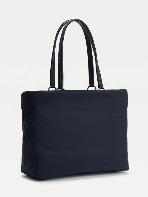 Blue Tommy Hilfiger Signature Monogram Tote Women's Bags | TH069GMT