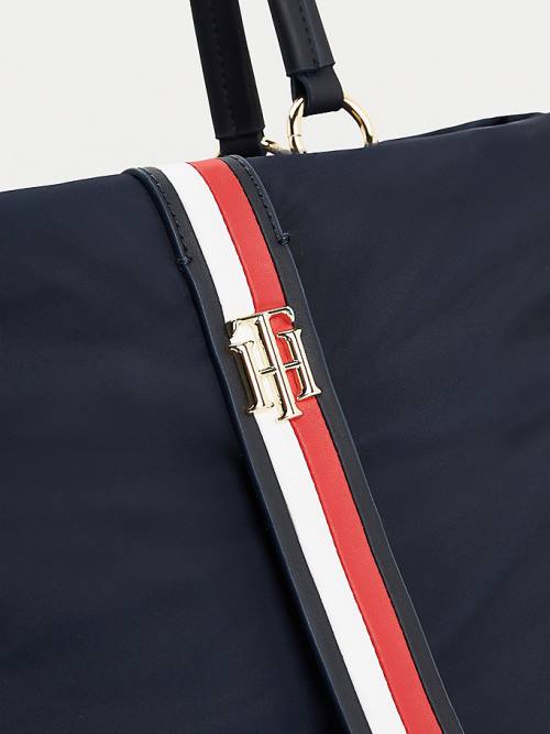 Blue Tommy Hilfiger Signature Monogram Tote Women's Bags | TH069GMT