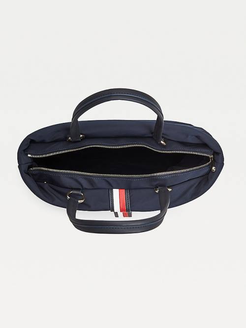 Blue Tommy Hilfiger Signature Monogram Tote Women's Bags | TH069GMT