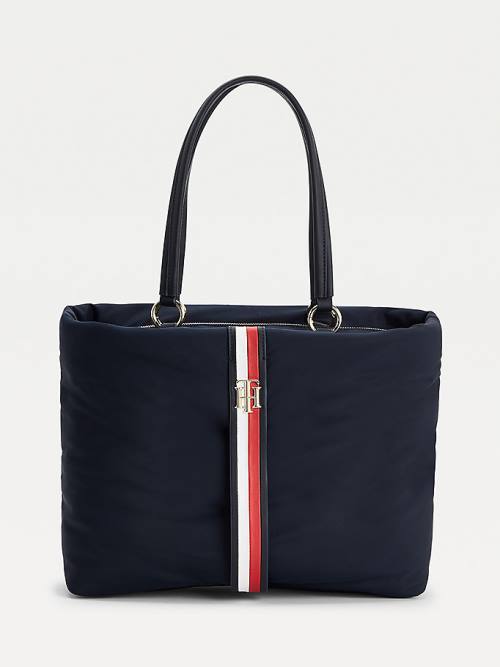 Blue Tommy Hilfiger Signature Monogram Tote Women\'s Bags | TH069GMT