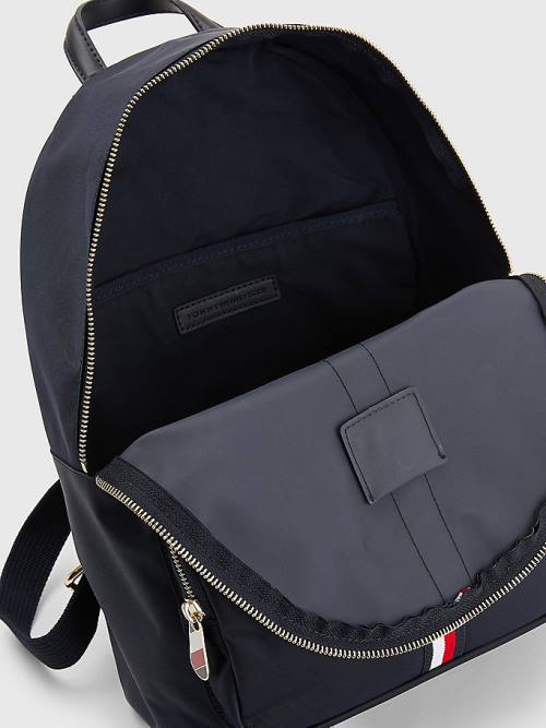 Blue Tommy Hilfiger Signature Tape Backpack Women's Bags | TH574LUJ