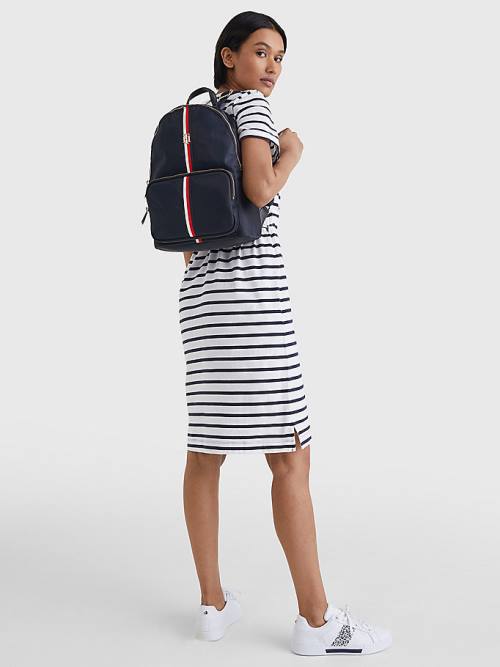 Blue Tommy Hilfiger Signature Tape Backpack Women's Bags | TH574LUJ