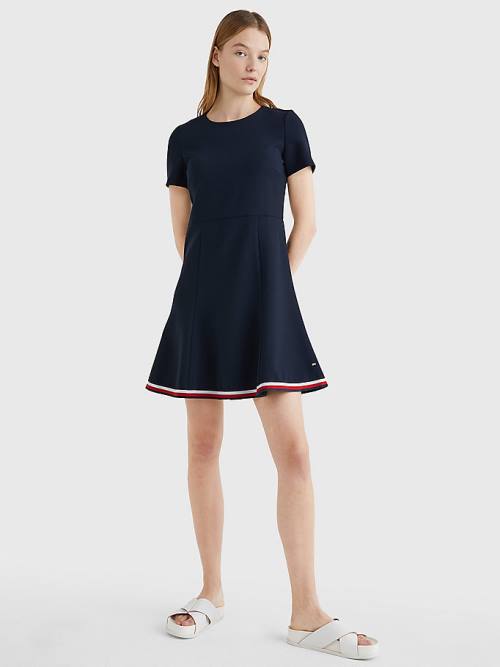 Blue Tommy Hilfiger Signature Tape Fit And Flare Women's Dress | TH012ELJ