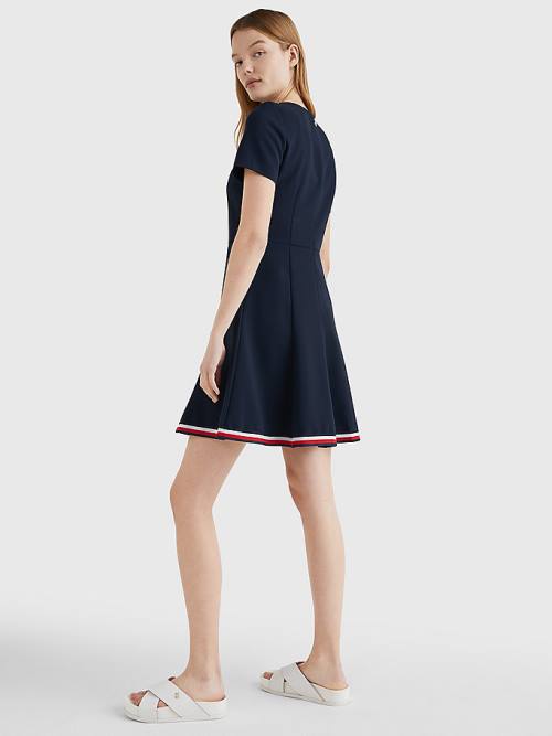 Blue Tommy Hilfiger Signature Tape Fit And Flare Women's Dress | TH012ELJ