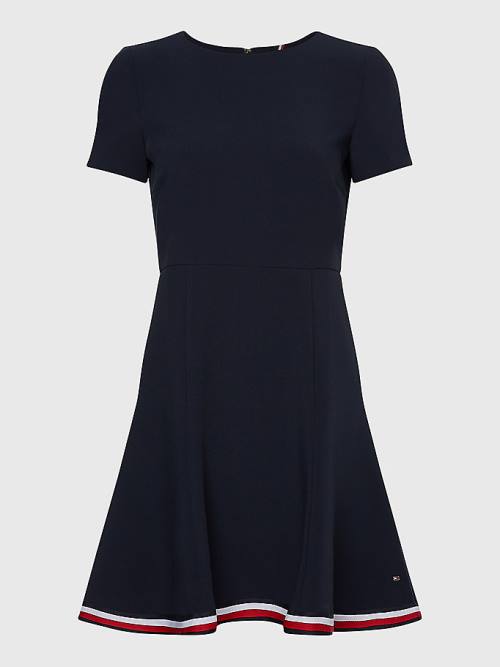 Blue Tommy Hilfiger Signature Tape Fit And Flare Women's Dress | TH012ELJ