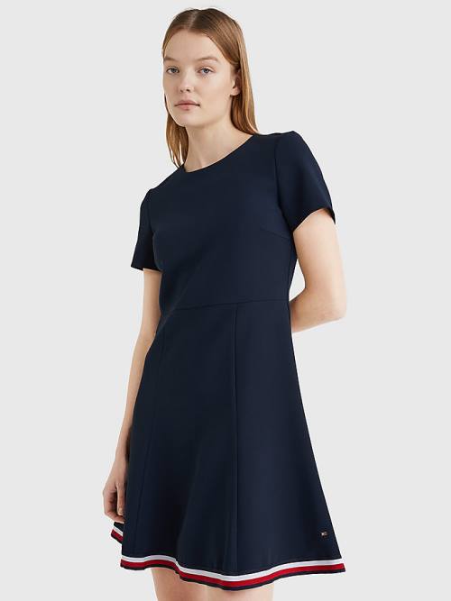 Blue Tommy Hilfiger Signature Tape Fit And Flare Women\'s Dress | TH012ELJ