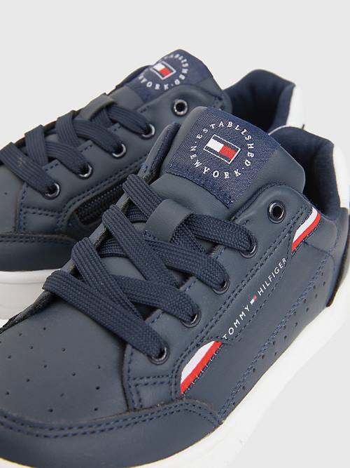 Blue Tommy Hilfiger Signature Tape Lace-Up Boys' Sneakers | TH926SZA