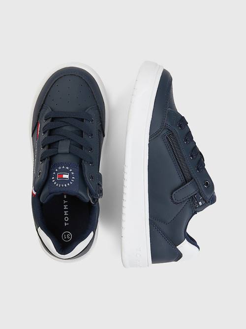 Blue Tommy Hilfiger Signature Tape Lace-Up Boys' Sneakers | TH926SZA