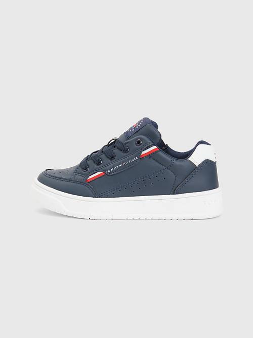 Blue Tommy Hilfiger Signature Tape Lace-Up Boys' Sneakers | TH926SZA